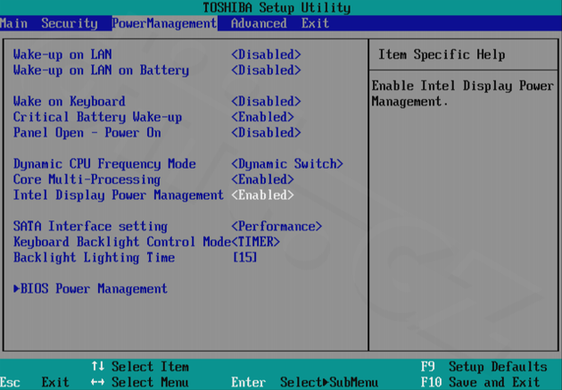 Toshiba Portégé Z830 - Power Management
