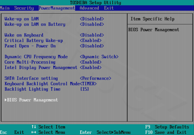 Toshiba Portégé Z830 - Power Management
