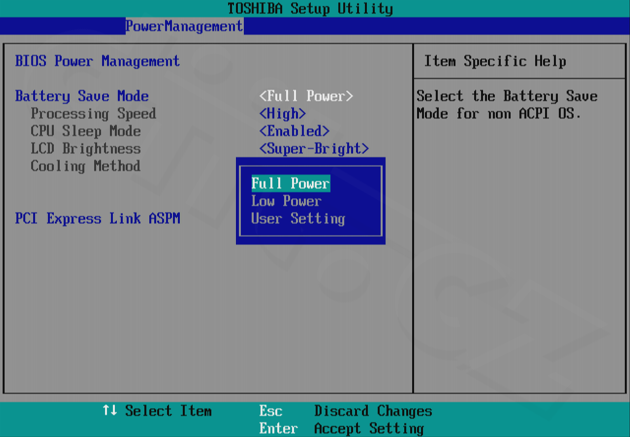 Toshiba Portégé Z830 - BIOS Power Management