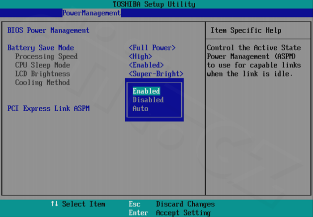 Toshiba Portégé Z830 - BIOS Power Management