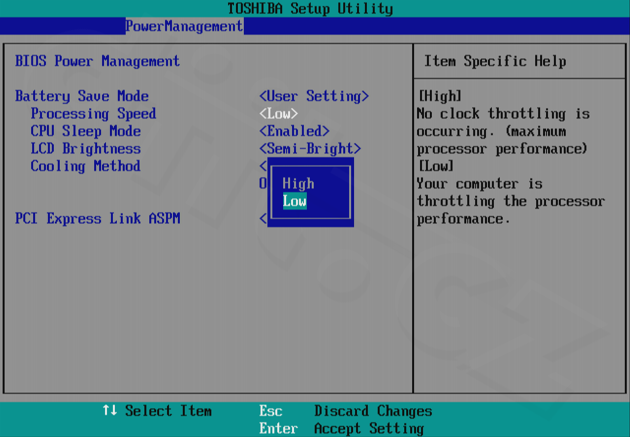 Toshiba Portégé Z830 - BIOS Power Management