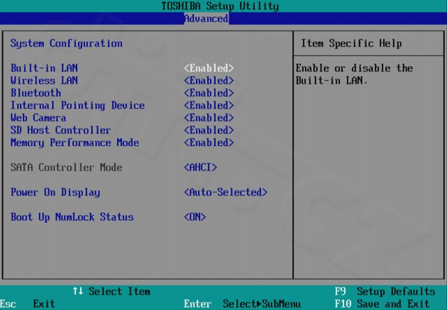 Toshiba Portégé Z830 - Advanced - System Configuration