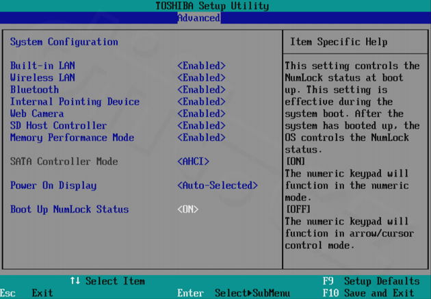 Toshiba Portégé Z830 - Advanced - System Configuration
