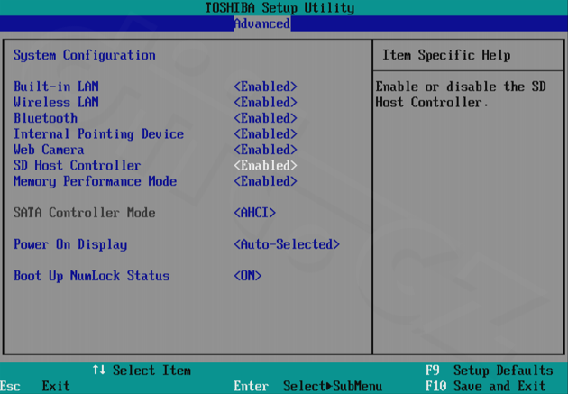Toshiba Portégé Z830 - Advanced - System Configuration
