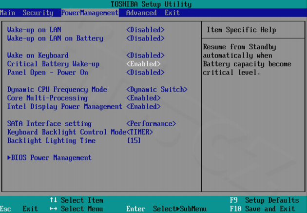 Toshiba Portégé Z830 - Power Management