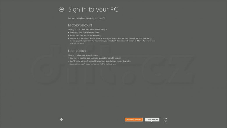 Windows 8 Consumer Preview - volba způsobu přihlášení