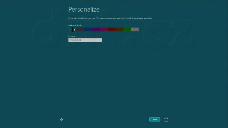 Windows 8 Consumer Preview - zadání jména PC a přizpůsobení pozadí