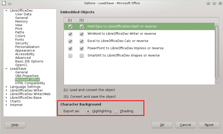 Libreoffice 5 Ms Comp Option Char Background