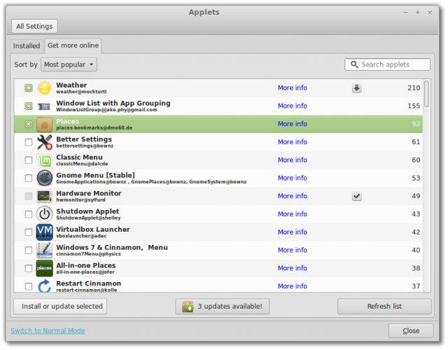 Linux Mint 15 - xlets