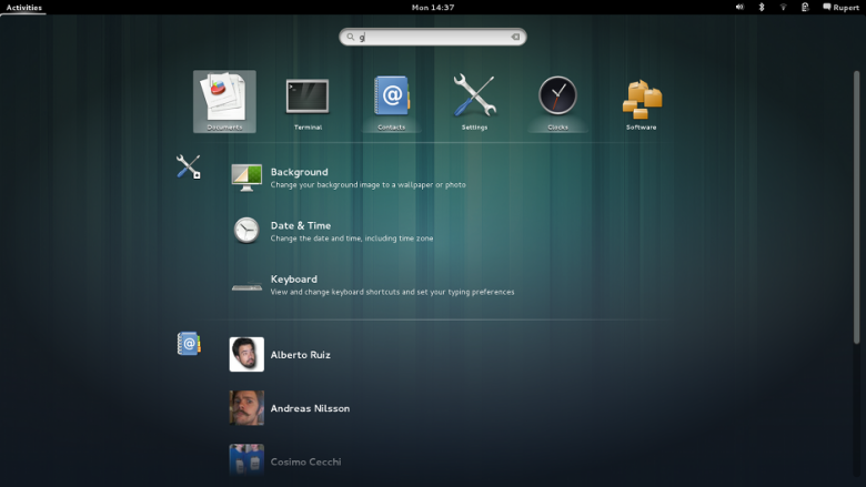 GNOME 3.8 - search