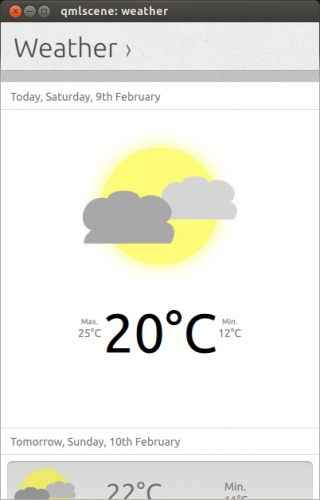 Ubuntu QML aplikace - weather