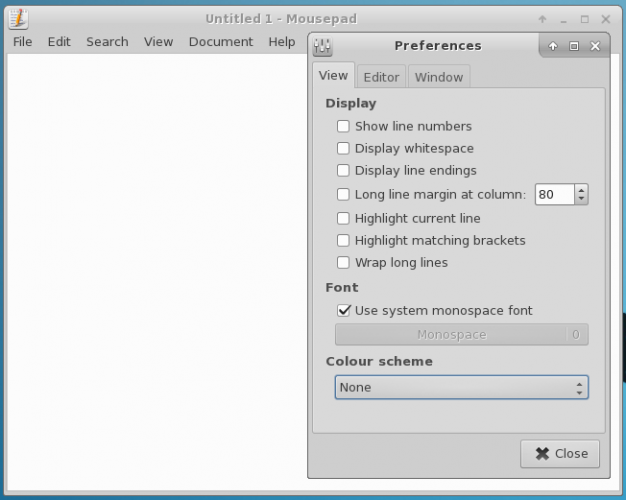 Xfce 412 Mousepad Prefs