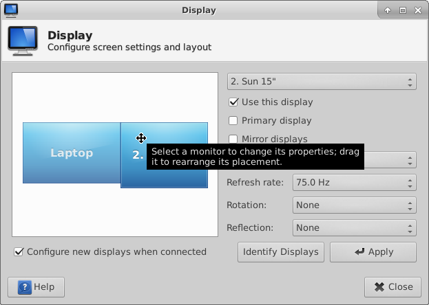Xfce 412 Xfce 4 Display Settings Twoscreens