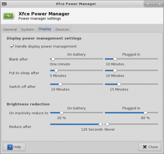 Xfce 412 Xfpm Prefs Display