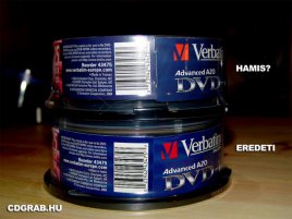 Balení falešných vs. pravých médií Verbatim DVD-R 8×