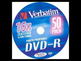 DVD-R 16× Verbatim photo printable cake 50 front