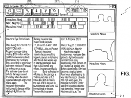 Ukázka z patentu 6,263,507 Paula Allena (Browser for use in navigating a body of information, with particular application to browsing information represented by audiovisual data)