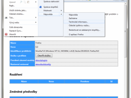 Technické informace o aplikaci Mozilla Firefox