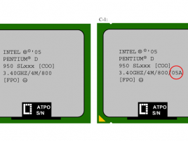 Značení procesoru Intel Pentium D 9xx s C-1 steppingem