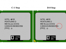 Pentium D 960 - Rozdíl ve značení steppingu C-1 a D-0