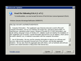 EULA k programu Windows Genuine Advantage Notification