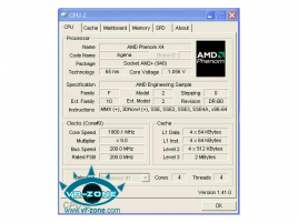 Screenshot CPU-Z 1.41 beta s procesorem AMD Phenom X4