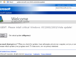 Falešná stránka MS Windows Update na cfm48.com