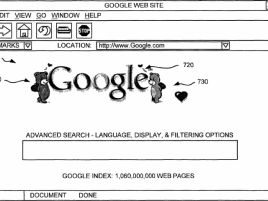 Ukázka patentu Google 7,912,915 na upravená loga