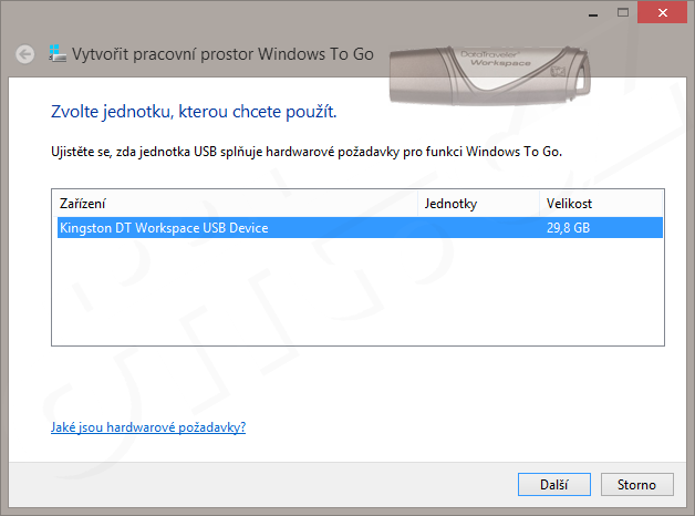 Tvorba Windows To Go - Kingston DT Workspace
