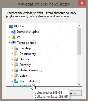 Windows 8.1 - nové Složky v dialogu Vyhledat soubory nebo složky