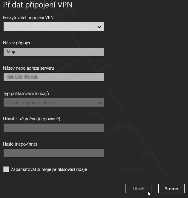 Windows 8.1 - přidat připojení VPN