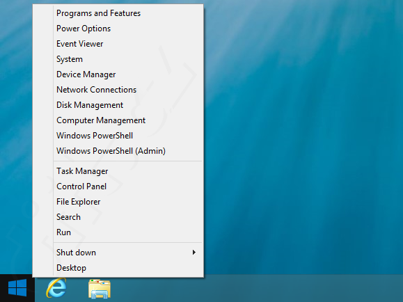 Windows 8.1 - nová kontextová nabídka pod tlačítkem Start