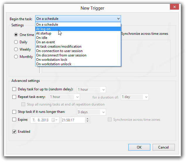 Windows 8 - New Trigger