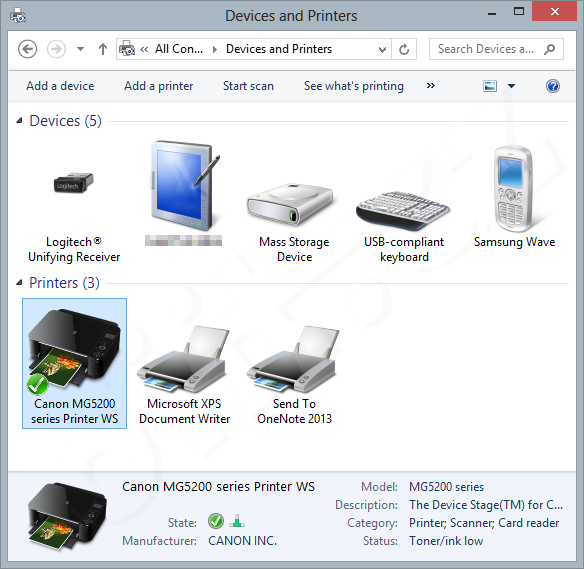 Windows RT - zařízení a tiskárny